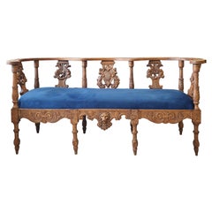Antique 19th Century French Sofa, Hand Carved Walnut