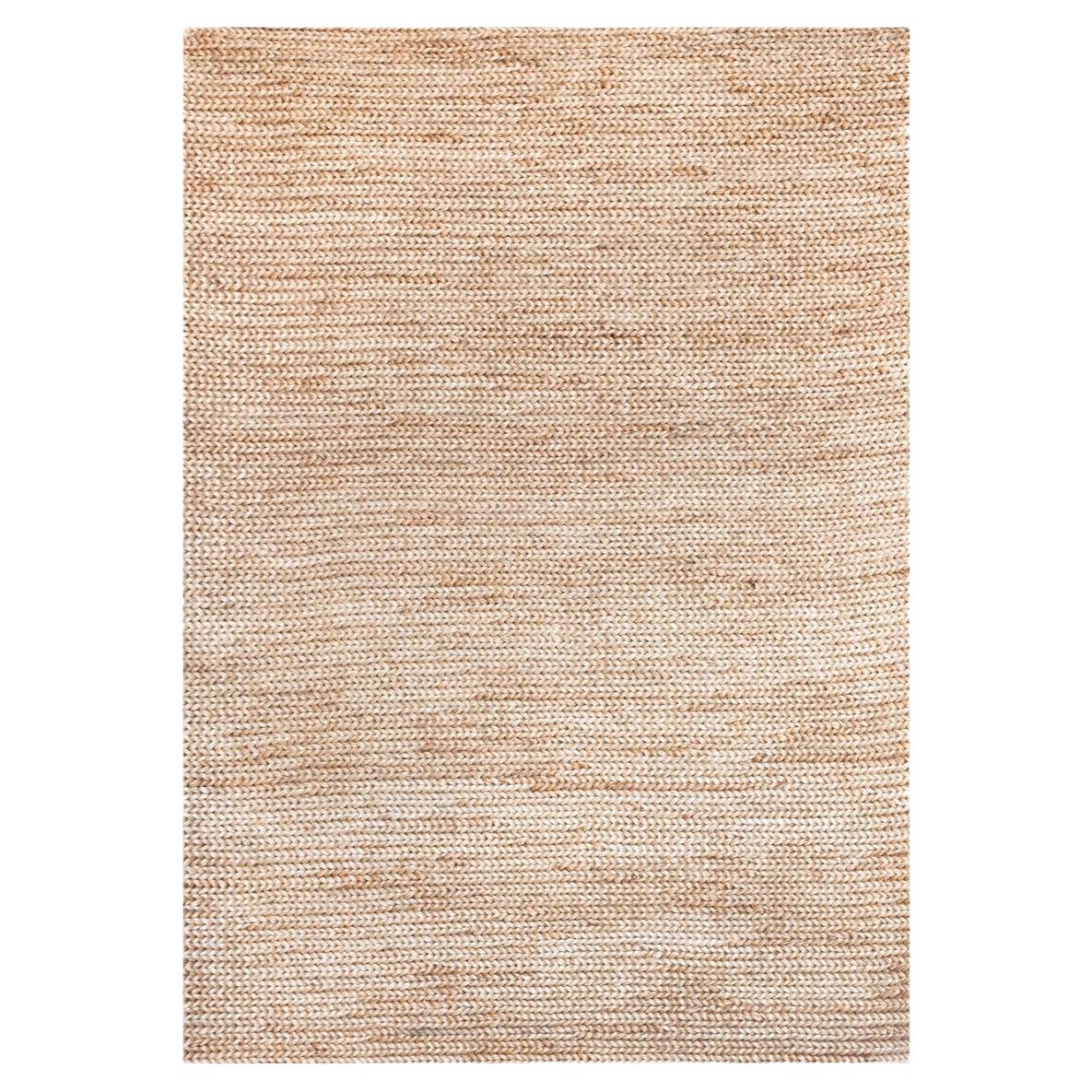 Modern Handwoven Jute Carpet Rug Natural Light Brown Wheat Spike For Sale