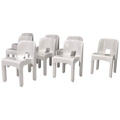 Joe Colombo Universale Plastic Chairs in White by Kartell, Italy, 1967