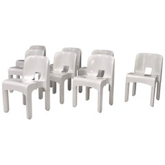 Chaises universelles en plastique blanc Joe Colombo de Kartell, Italie, 1967