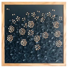 Wildflower: a Piece of 3d Sculptural Blue and Pink Leather Wall Art