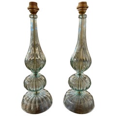 Pair of Modern Blue Murano Glass Lamps