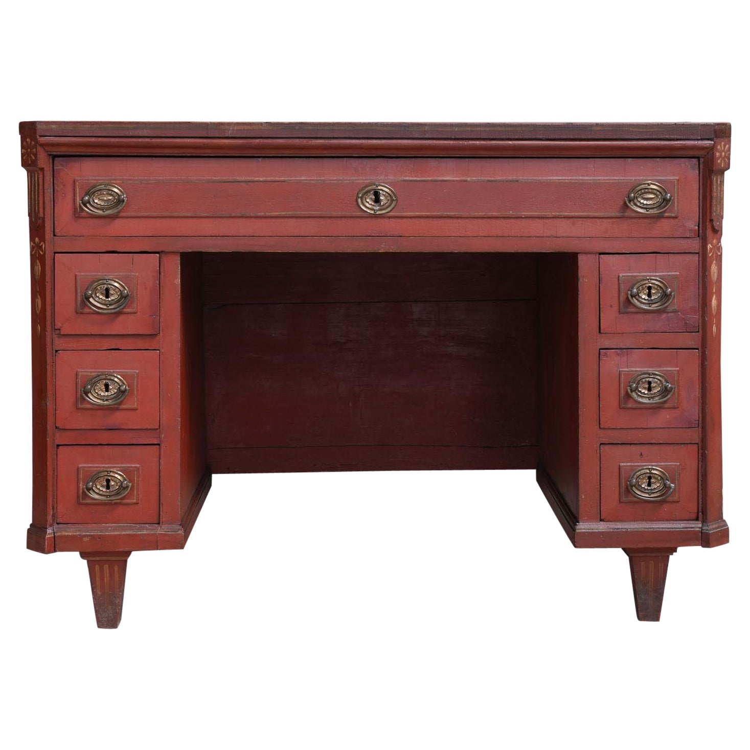 A 19th Century European Painted Kneehole Desk For Sale at 1stDibs