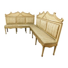 Pair of Vintage Lacquered and Gilded Benches, Early 20th Century, Italy