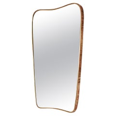 Vintage Brass Wall Mirror, Italy, 1950's 