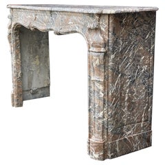 Antique Louis XV Style Fireplace in Gray Ardennes Marble