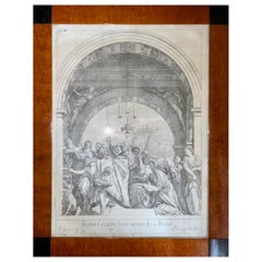 1682 Valentin Lefebre after Veronese, Christ in the Temple Vintage Frame