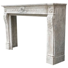 Louis XVI Style Fireplace in Marble, 20th Century