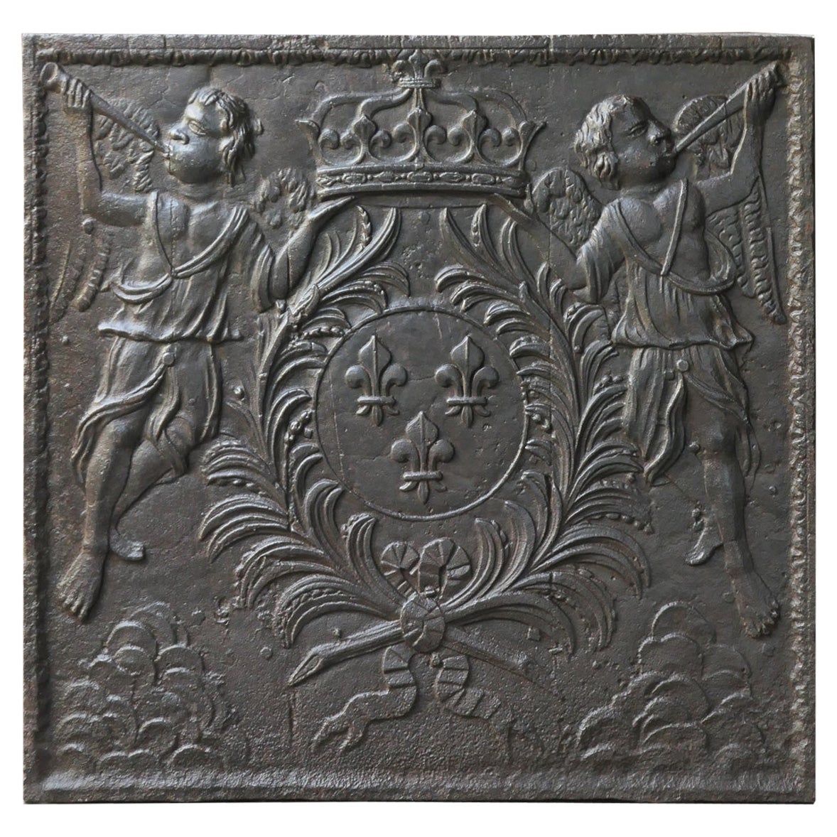 Antique French Louis XV Arms of France Fireback / Backsplash, 18th Century For Sale