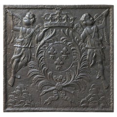 Plaque de cheminée française ancienne Louis XV, 18ème siècle