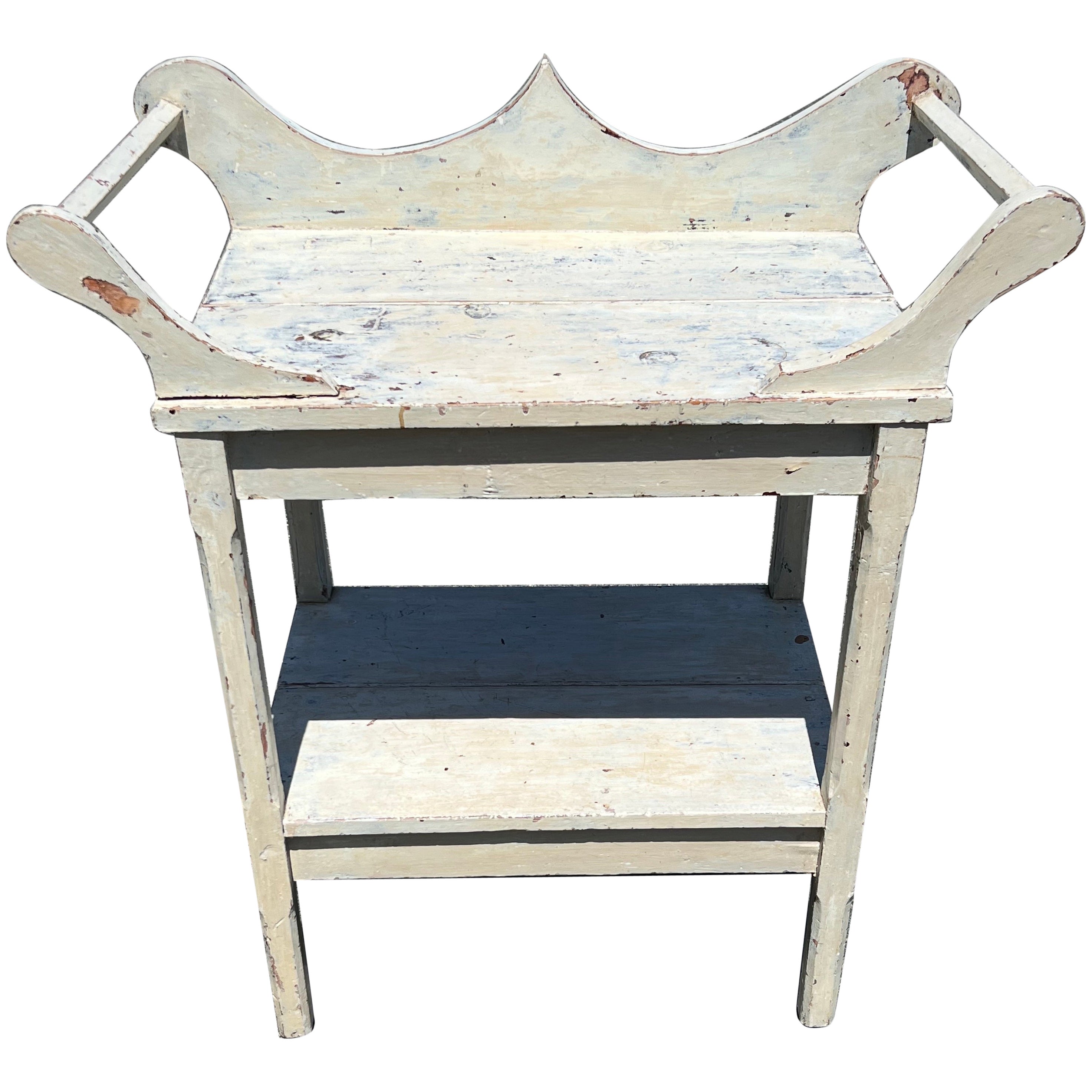 19th Century Pine Two Tier Washstand in White Paint