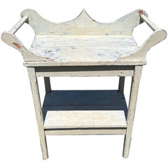 Antique 19th Century Pine Two Tier Washstand in White Paint
