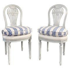 Pair of Louis XVI Style Montgolfiere Balloon-Back French Chairs