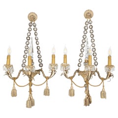 Vintage Pair of French Sconces Accented Finely Wrapped Thread and Rope Details