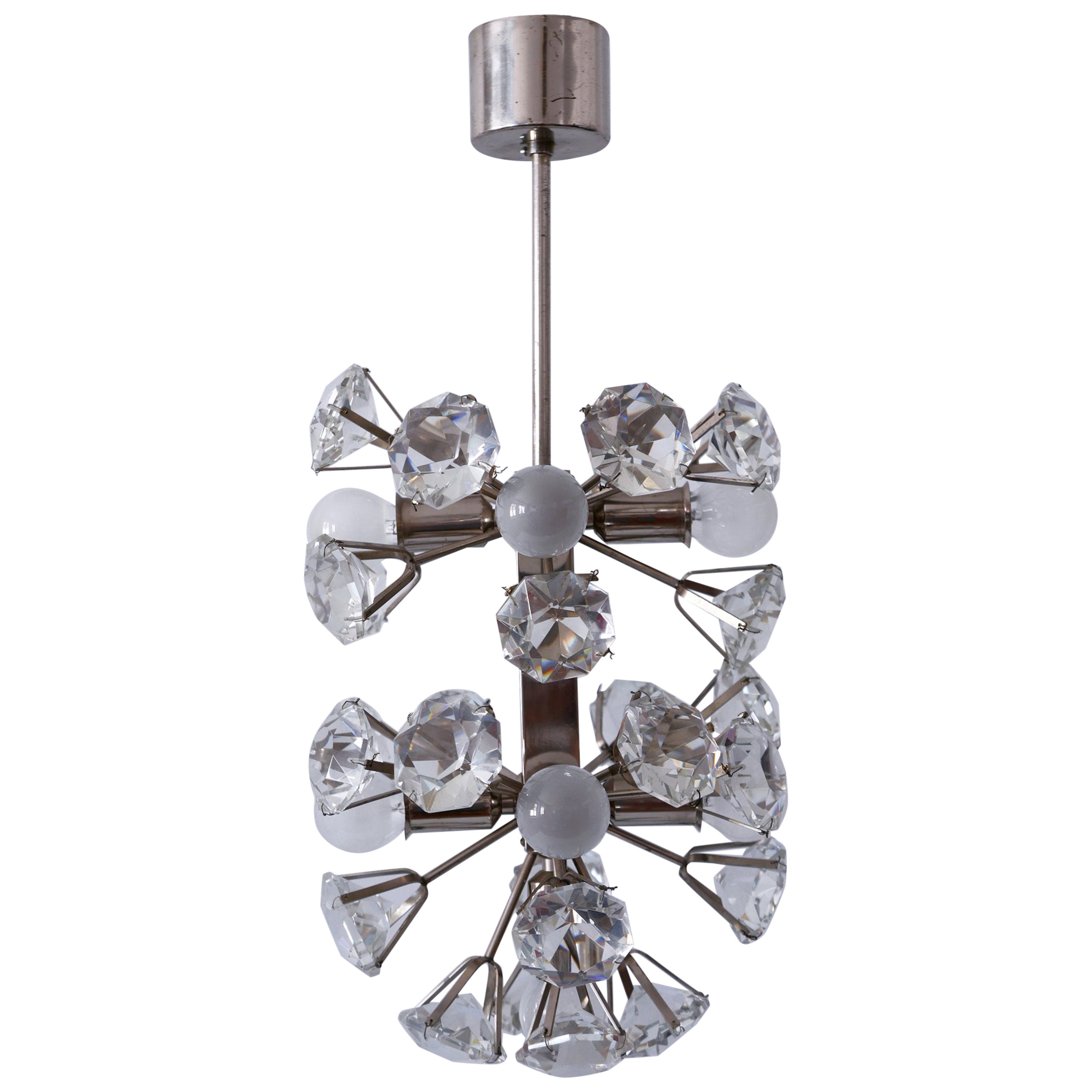 Exceptional Diamond Shaped Large Crystal Glass Chandelier by Bakalowits & Sons For Sale