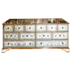 Unusual Verre Eglomise Chest of Drawers