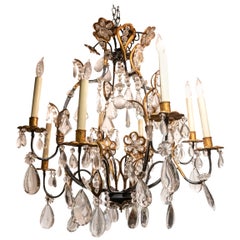 Vintage Gilt Decorated Wrought Iron Chandelier