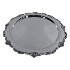Traditional Georgian Sterling Silver Tray with Shell & Scroll Rim