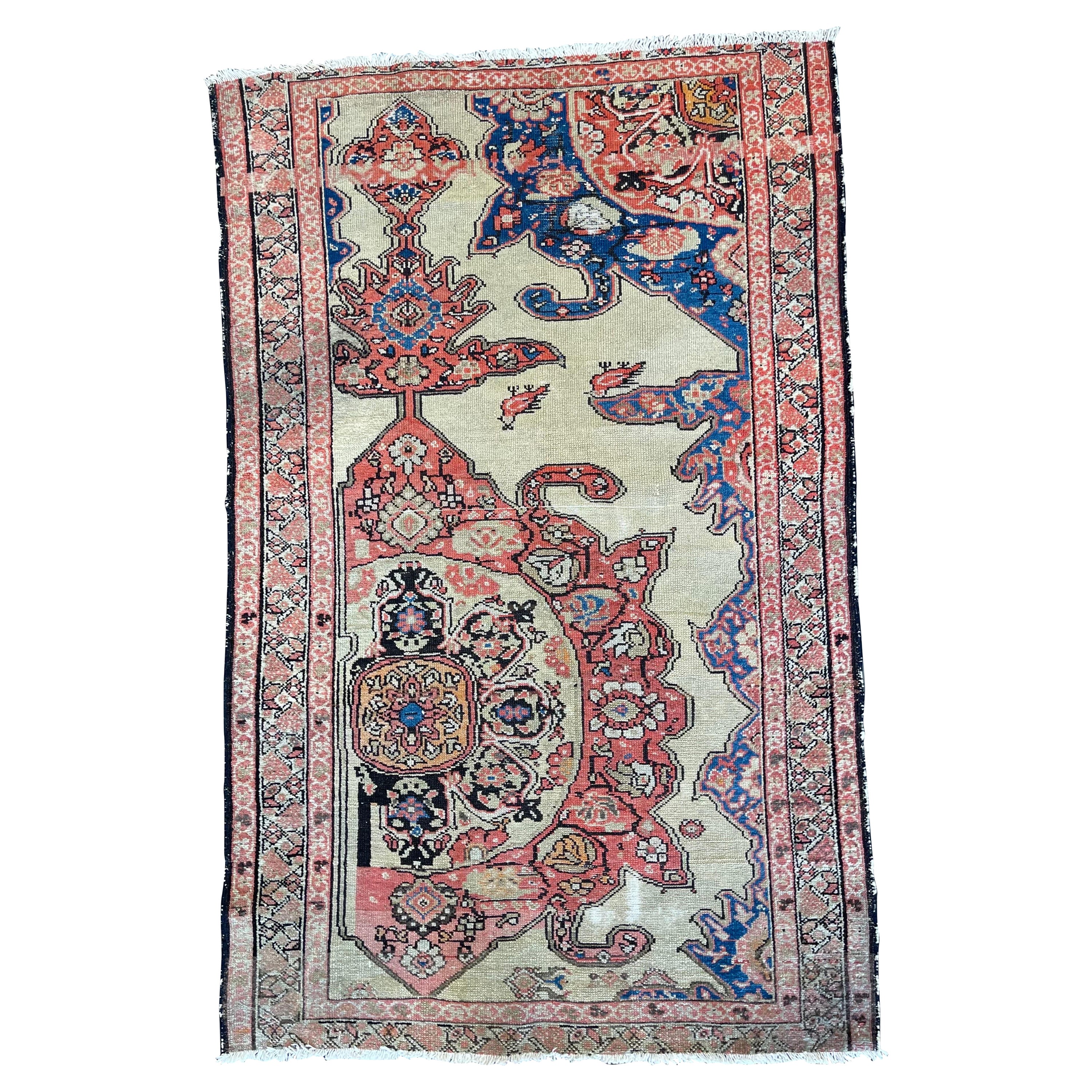 Antique tapis persan Malayer Vagireh Sampler, vers 1920 en vente