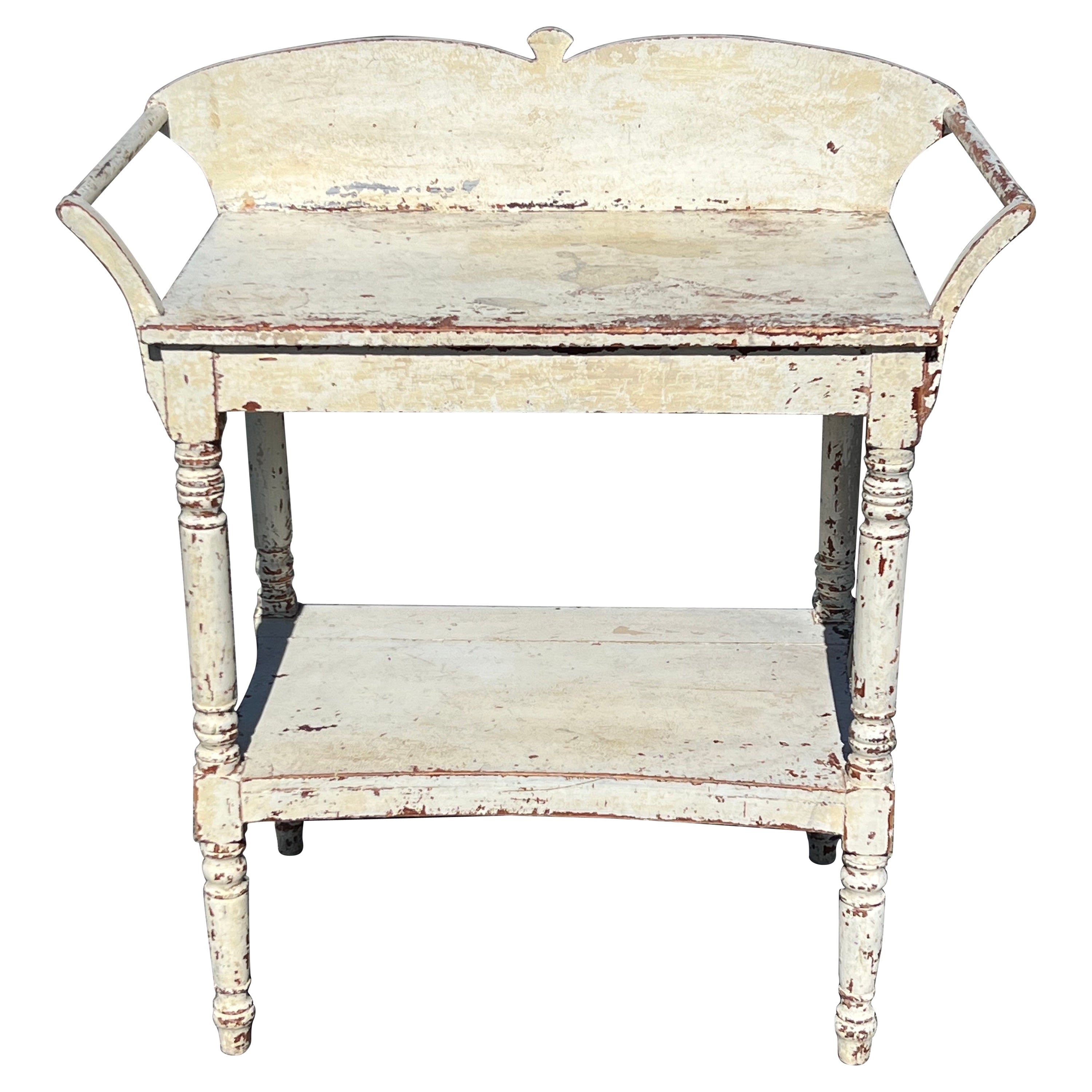 19th Century Two Tier Washstand in Original White Paint