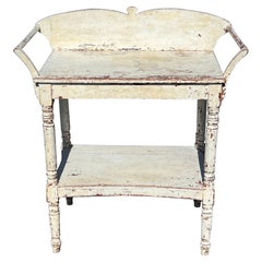Antique 19th Century Two Tier Washstand in Original White Paint