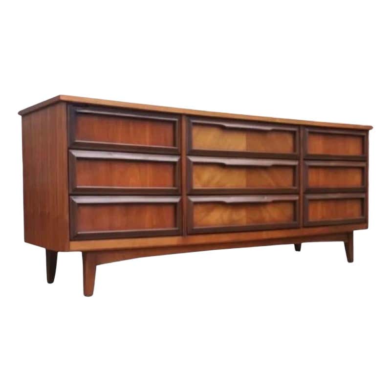 Vintage Mid-Century Modern 9 Drawer Dresser Cabinet Storage For Sale at ...