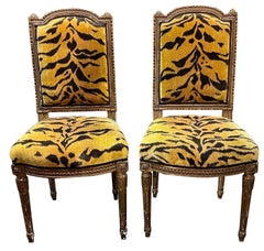 Pair of 19th Century French Louis XVI Style Gilt Wood Side Chairs
