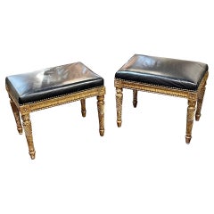 Pair of 19th Century French Louis XVI Style Gilt Wood Benches
