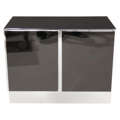Ello Black Glass Top Sideboard/Cabinet with Chrome Trim