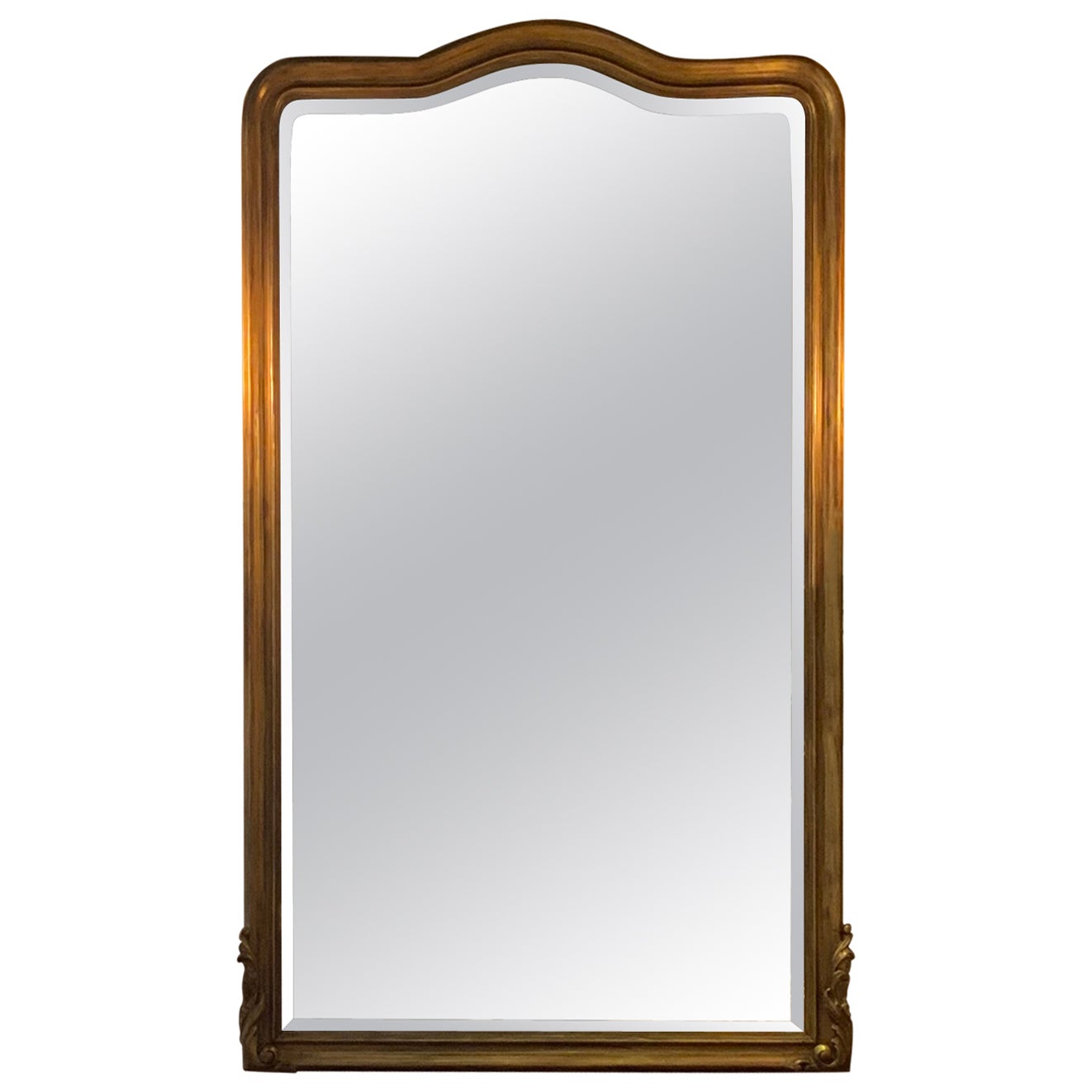 Giltwood French Charles X Style Mirror with Beveled Plate, large and majestic For Sale