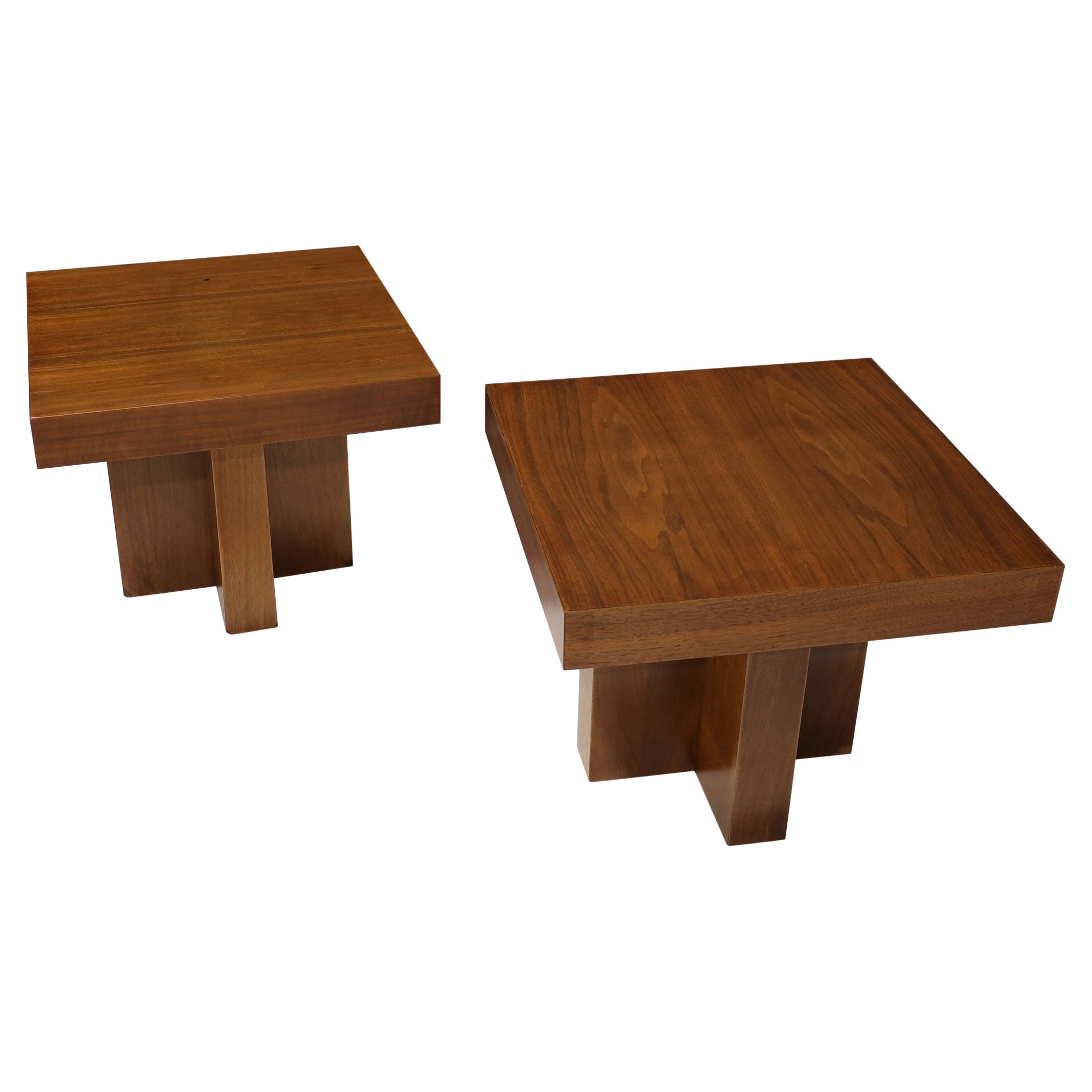 Pair of Cruciform Occasional Tables in the Style of Milo Baughman For Sale