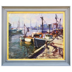 'Lobster Boats' Original Gloucester Impressionist Oil by Robert C. Gruppe