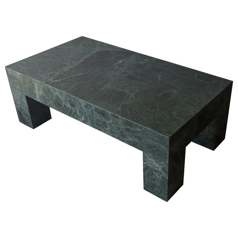 Post Modern Rectangular Green Marble Coffee Table For Sale at 1stDibs