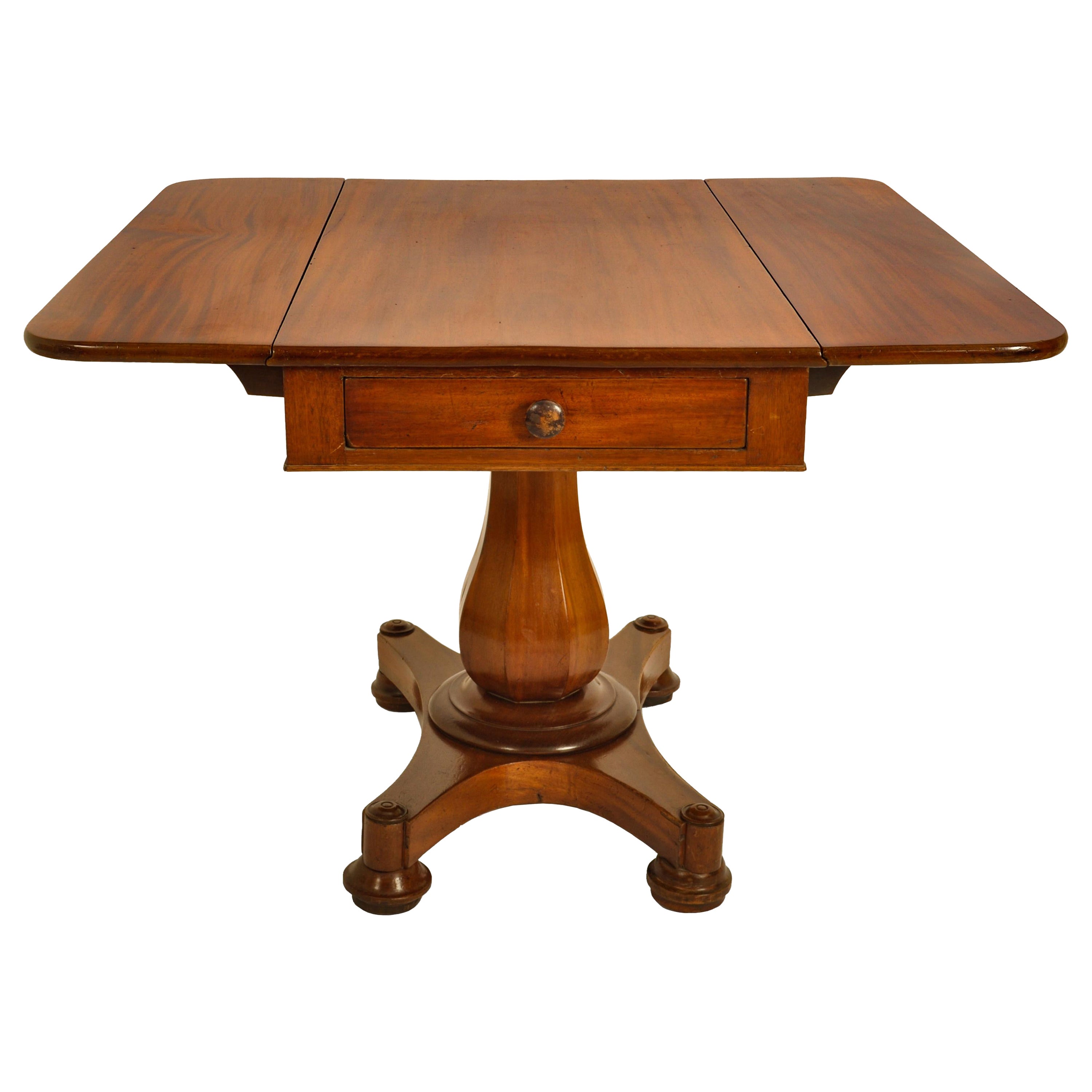 Antique American Empire Mahogany Drop Leaf Pedestal Pembroke Table Maryland 1840 For Sale