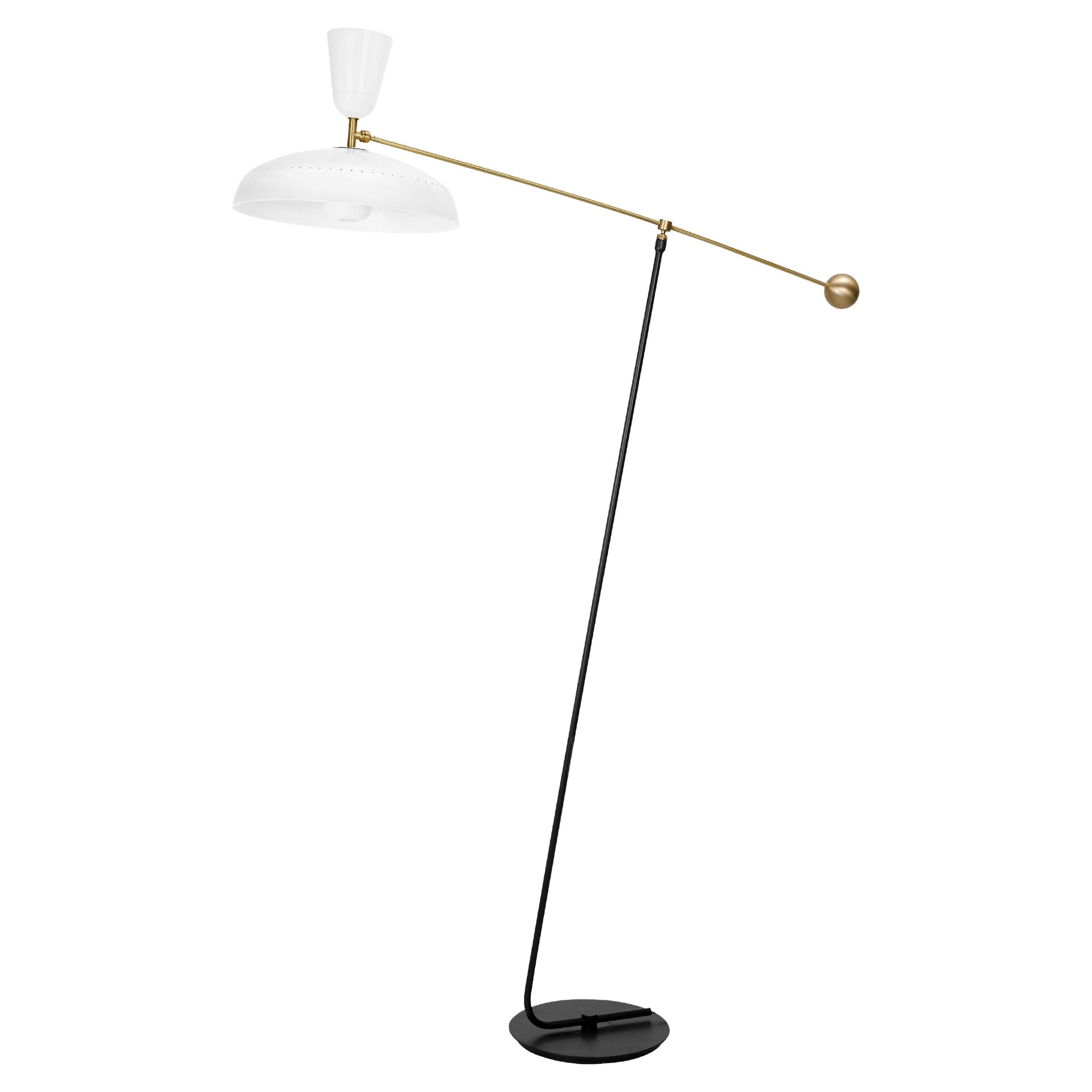 Large Pierre Guariche 'G1' Floor Lamp for Sammode Studio in White For Sale