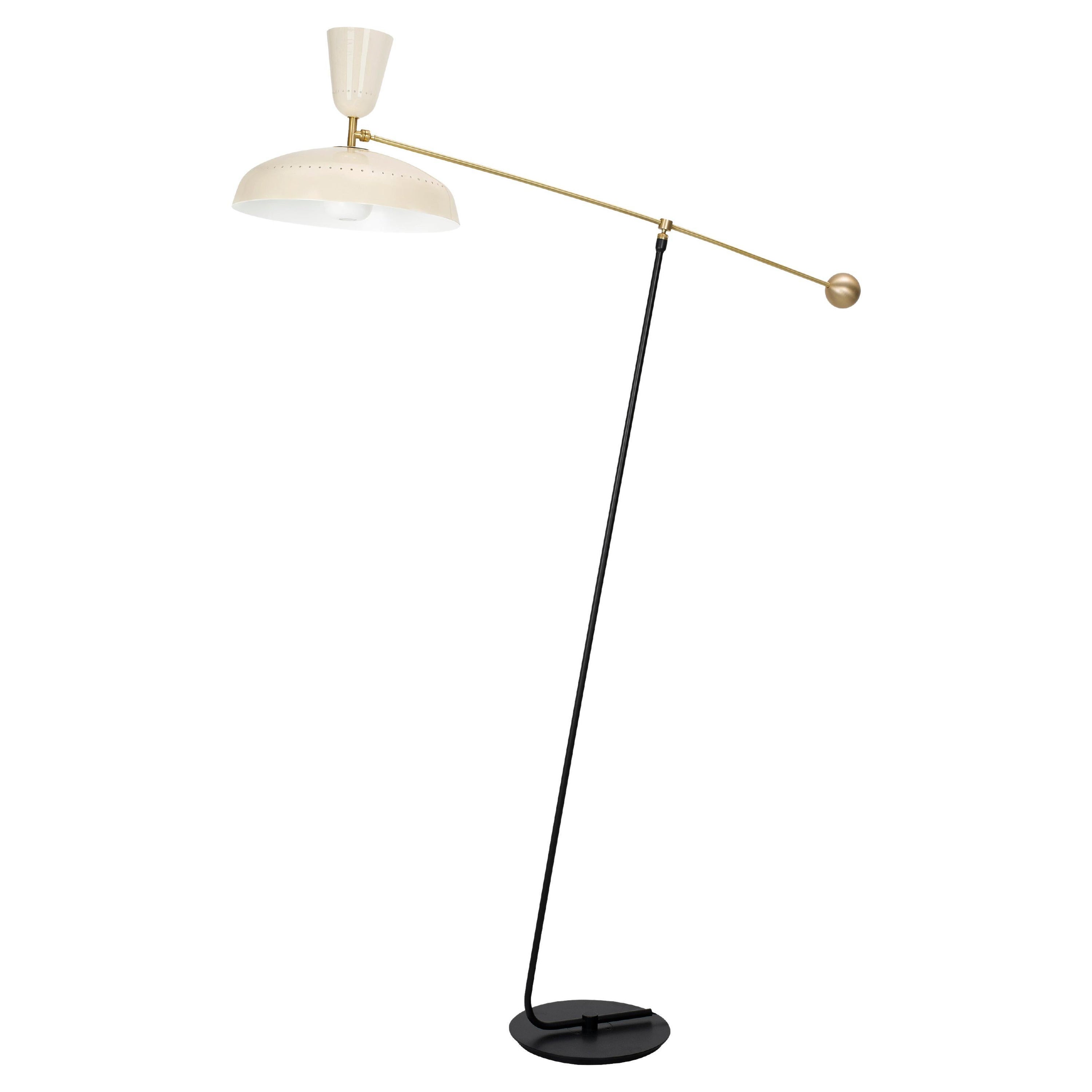 Large Pierre Guariche 'G1' Floor Lamp for Sammode Studio in Chalk For Sale