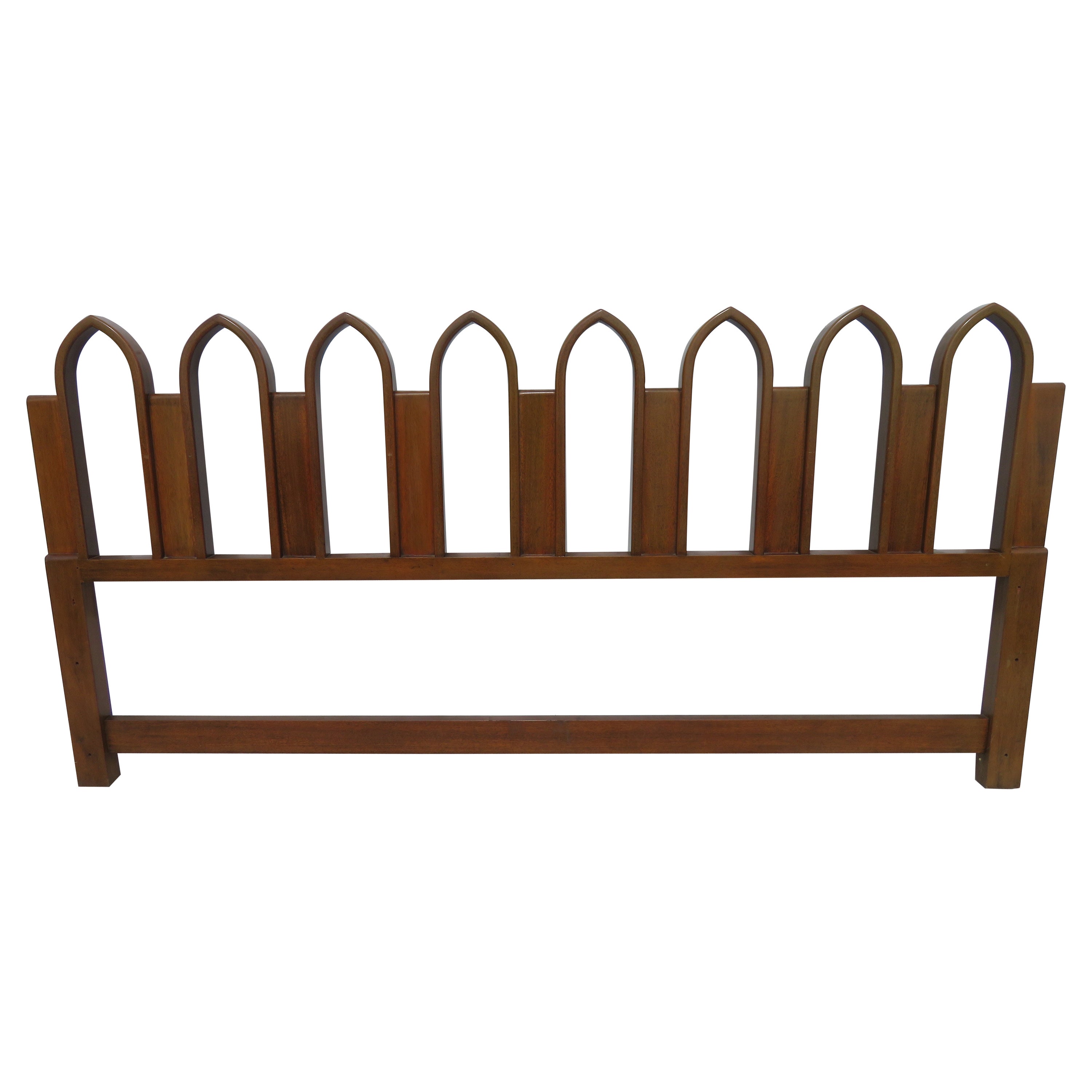 Stunning Cathedral Style Walnut Kingsize Headboard, Mid-Century Modern For Sale
