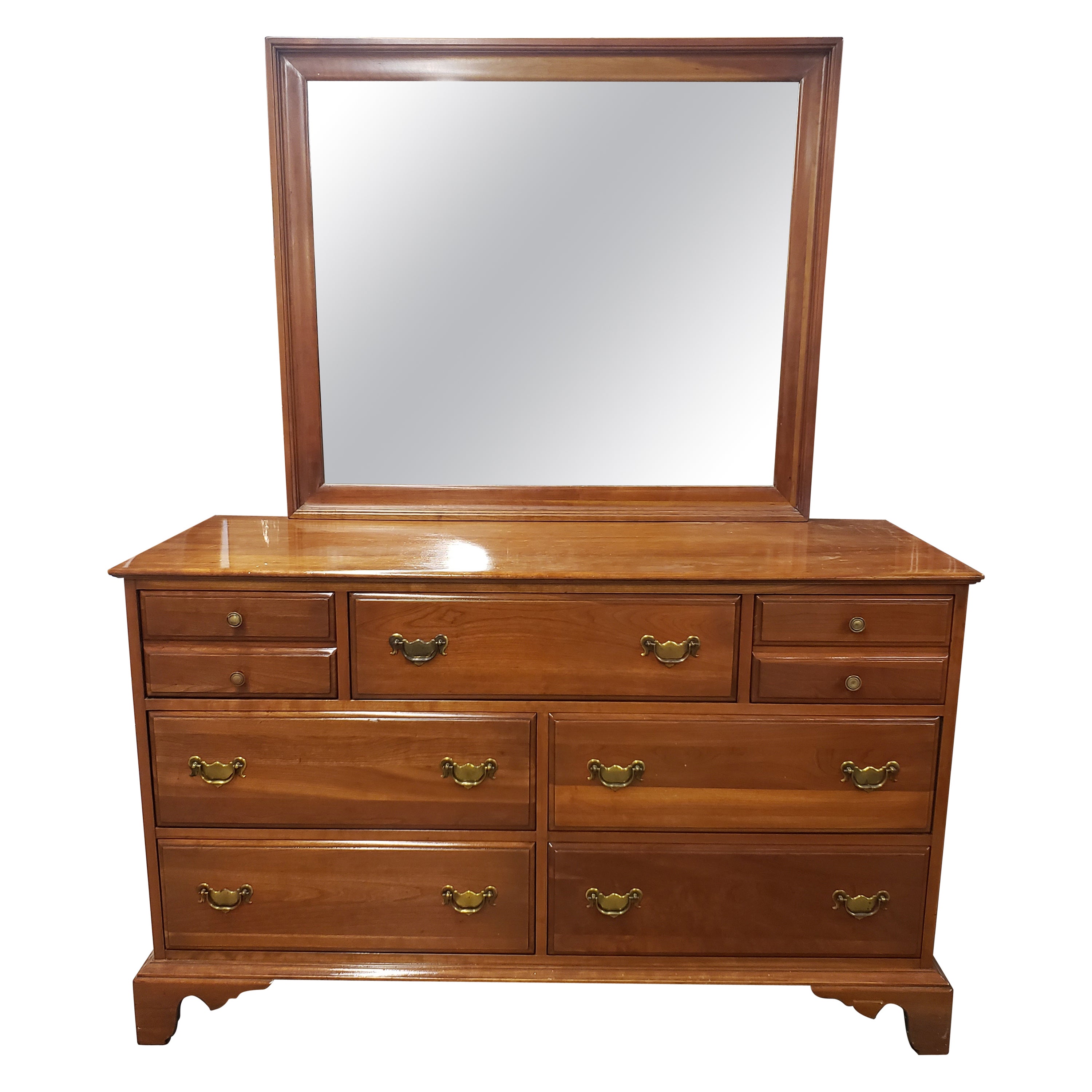 Unique Furniture Makers Double Dresser with Mirror  For Sale