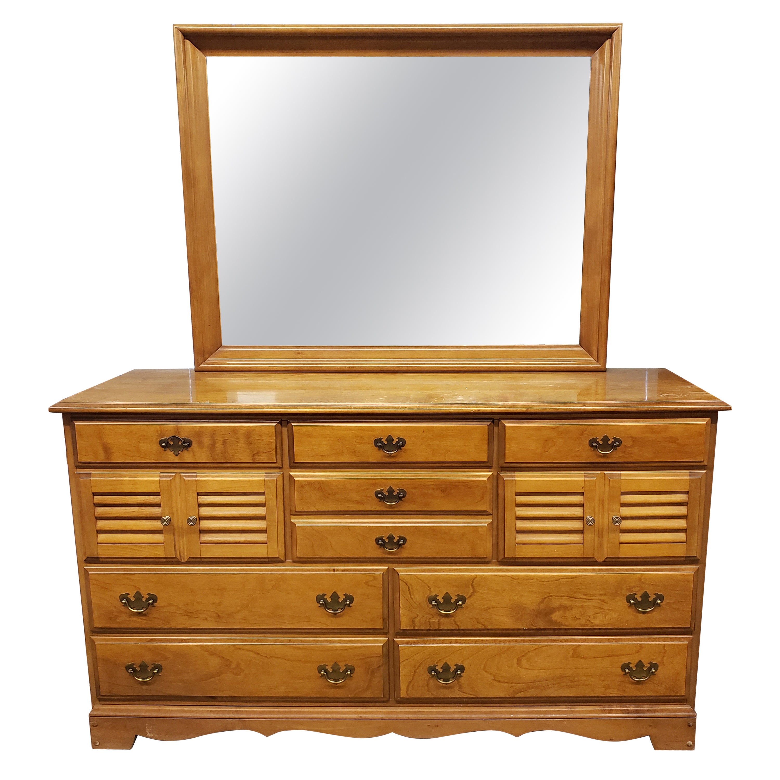 B. P. John Maple Double Dresser with Mirror For Sale