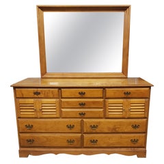 Vintage B. P. John Maple Double Dresser with Mirror