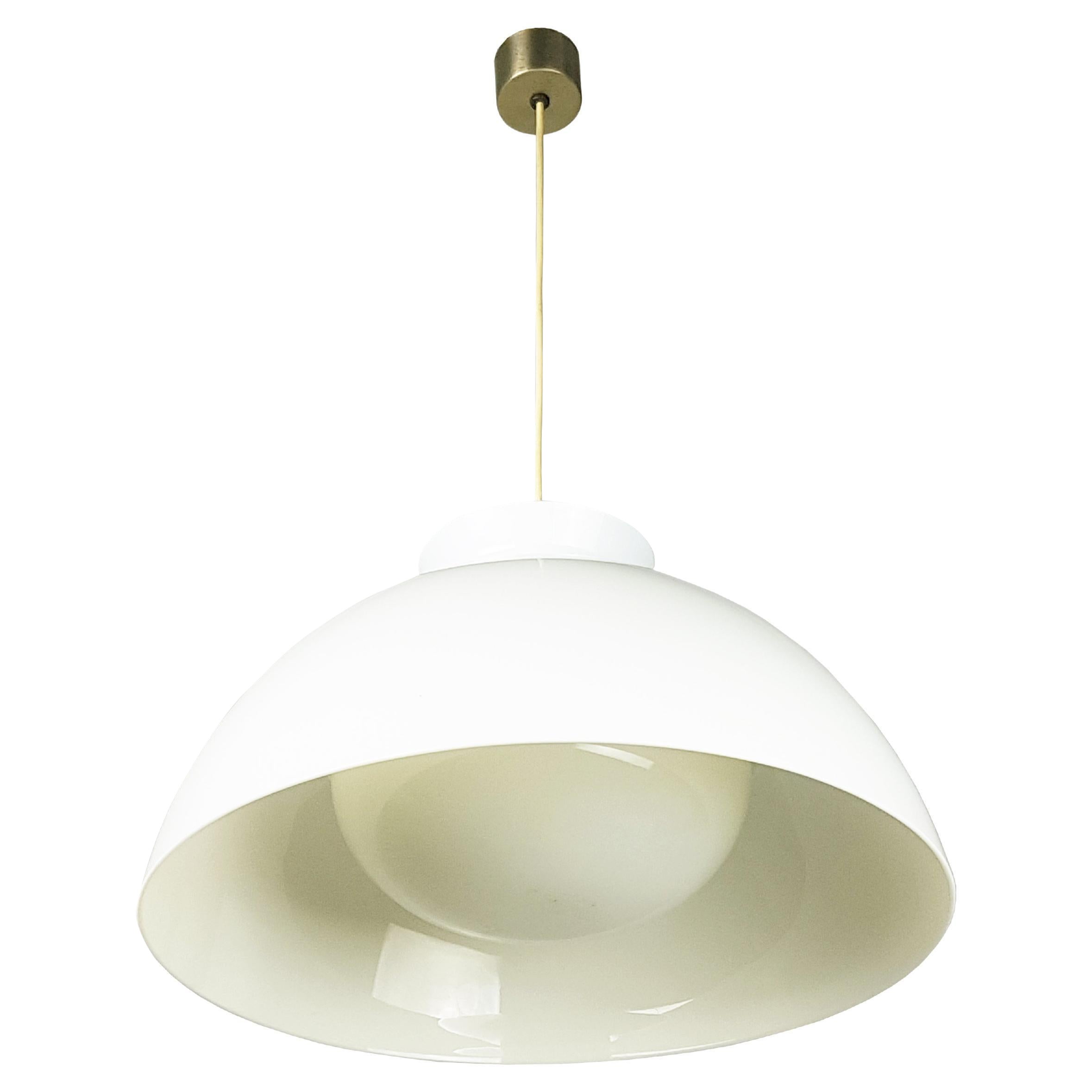 Nickel & White Methacrylate 4006 Pendant Lamp by Castiglioni bros for Kartell For Sale