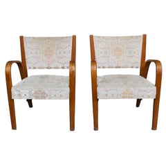 Pair of 1950s Tapestry Armchairs with System