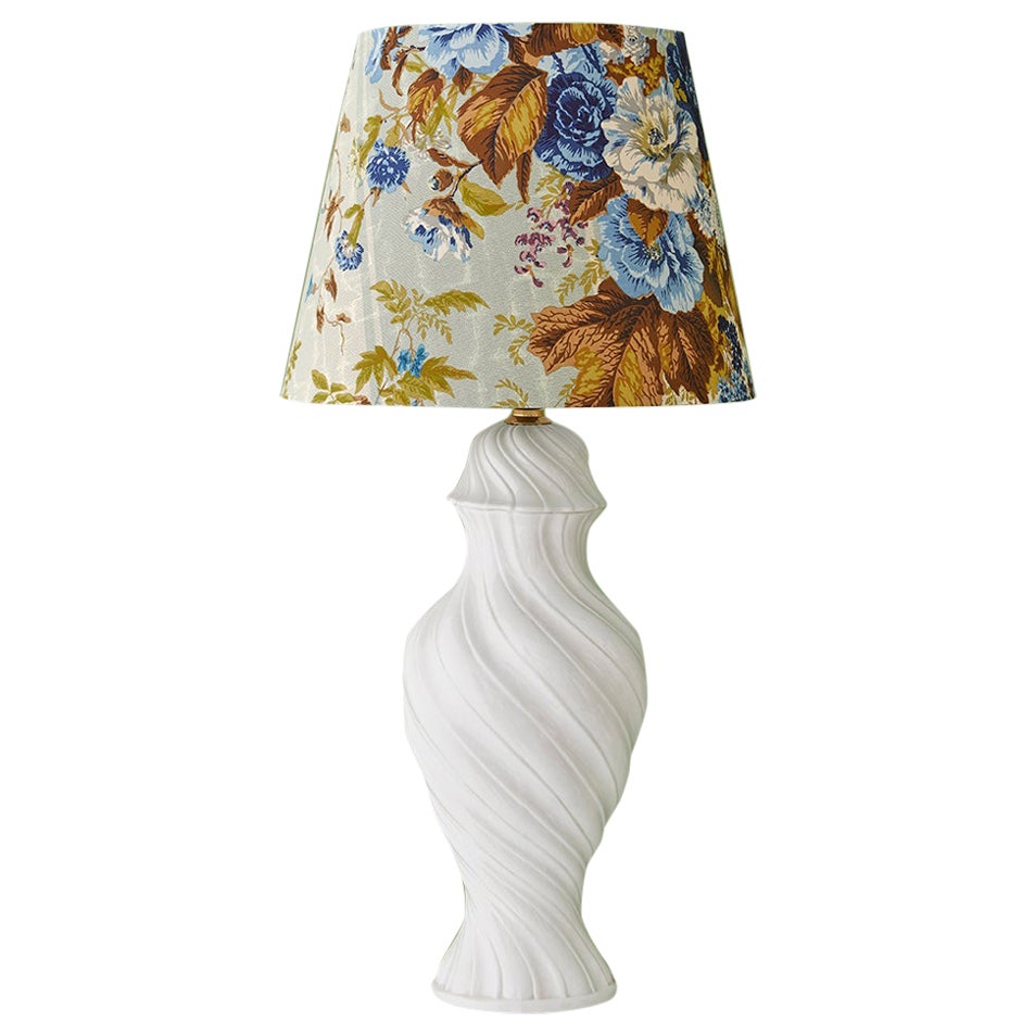 Vintage Ceramic Table Lamp with Customized Shade, Italy, 20th Century
