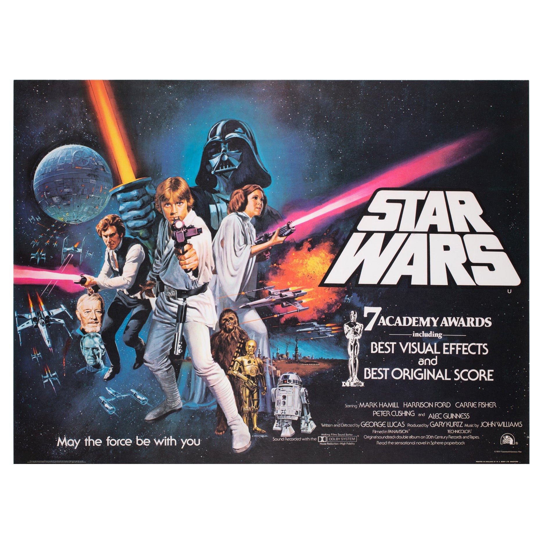 Star Wars Original 1977 UK Quad Style C Oscars Film Movie Poster, Chantrell