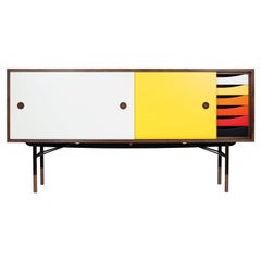 Finn Juhl Sideboard in Wood and Warm Colors with Tray Unit