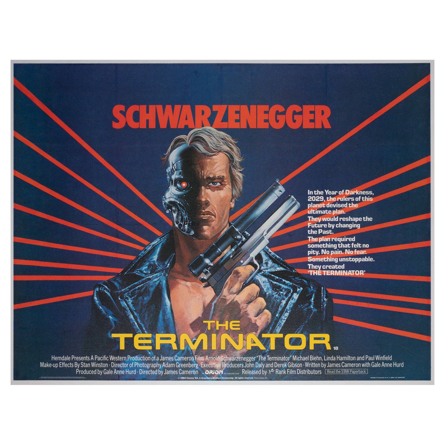 Affiche anglaise du film Terminator 1985 Quad, Francis