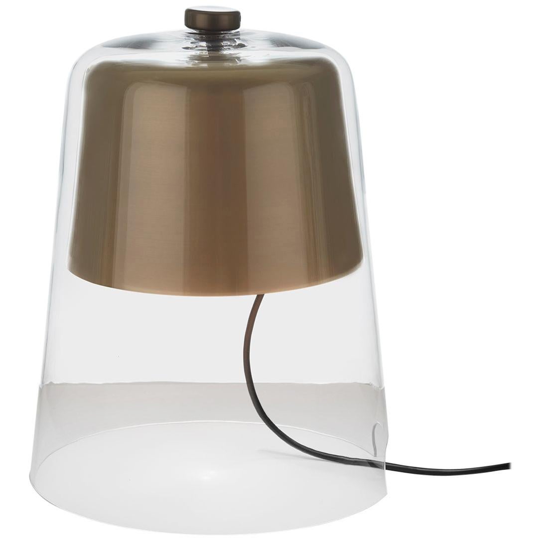Sam Hecht Table Lamp 'Semplice' Satin Gold Glaze by Oluce For Sale