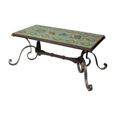 1940 Coffee Table in Wrought Iron and Ceramic