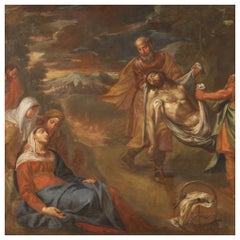 Italienisches Gemälde, Öl auf Leinwand, 17. Jahrhundert, Transport Christi an die Grabe 1680