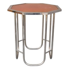Vintage Octagonal Table 1970 Metal and Orange Top